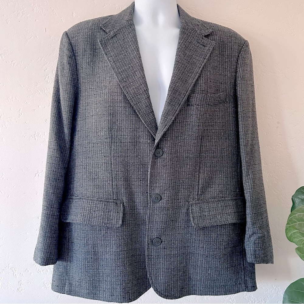 TERRITORY AHEAD 100% Silk Tweed Blazer Sport Coat Mens Size 44S